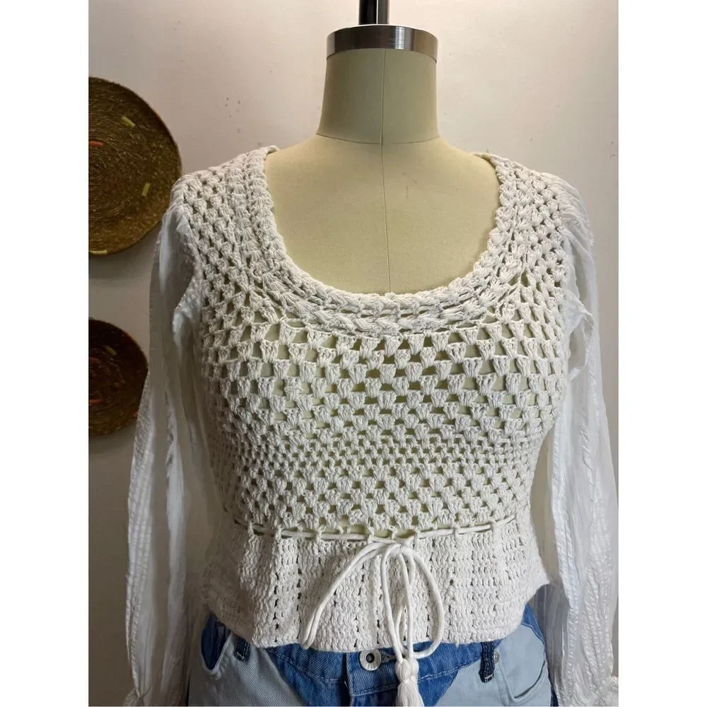 Free People - Megan Crochet Top Ivory